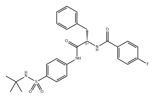Benzenepropanamide, N-[4-[[(1,1-dimethylethyl)amino]sulfonyl]phenyl]-α-[(4-fluorobenzoyl)amino]-, (αS)- 化学構造式