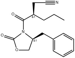 3-Oxazolidinebutanenitrile, γ,2-dioxo-4-(phenylmethyl)-β-propyl-, (βR,4S)- Struktur