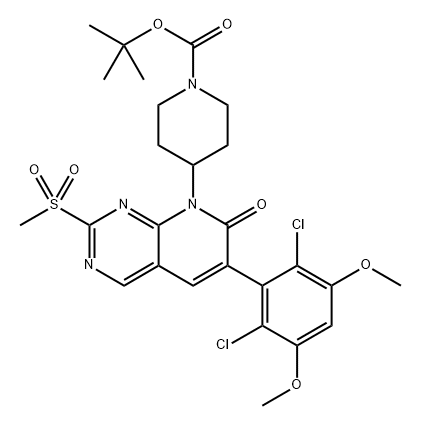 tert-butyl 4-(6-(2,6-dichloro-3,5-dimethoxyphenyl)-2-(methylsulfonyl)-7-oxopyrido[2,3-d]pyrimidin-8(7H)-yl)piperidine-1-carboxylate,2243448-85-1,结构式