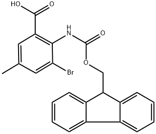 2-((((9H-Fluoren-9-yl)methoxy)carbonyl)amino)-3-bromo-5-methylbenzoic acid Structure