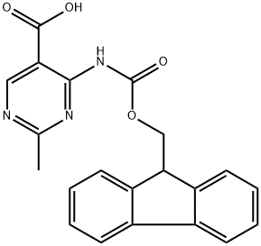 4-((((9H-Fluoren-9-yl)methoxy)carbonyl)amino)-2-methylpyrimidine-5-carboxylic acid Struktur