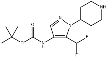 tert-butylN-[5-(difluoromethyl)-1-(piperidin-4-yl)-1H-pyrazole-4-yl]carbamate Structure