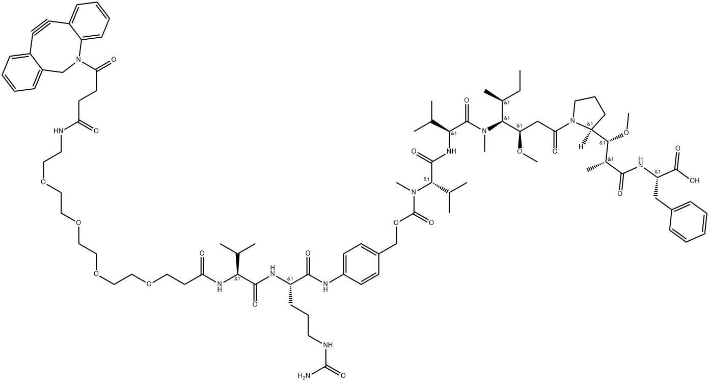 DBCO-PEG4-VAL-CIT-PAB-MMAF, 2244602-23-9, 结构式