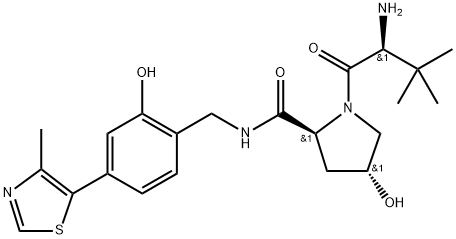 (2S,4R)-1-((S)-2-氨基-3,3-二甲基丁酰基)-4-羟基-N-(2-羟基-4-(4-甲基噻唑-5-基)苄基)吡咯烷-2-甲酰胺 结构式