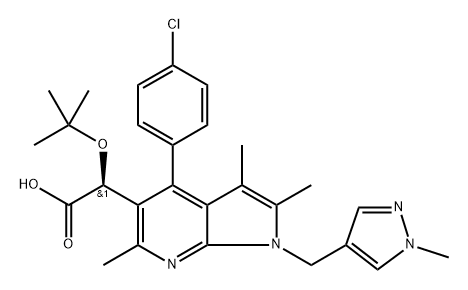 1H-Pyrrolo[2,3-b]pyridine-5-acetic acid, 4-(4-chlorophenyl)-α-(1,1-dimethylethoxy)-2,3,6-trimethyl-1-[(1-methyl-1H-pyrazol-4-yl)methyl]-, (αS)-|吡米特格雷韦