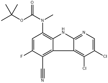 tert-Butyl (3,4-dichloro-5-cyano-6-fluoro-9H-pyrido[2,3-b]indol-8-yl)(methyl)carbamate Structure