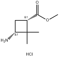 Cyclobutanecarboxylic acid, 3-amino-2,2-dimethyl-, methyl ester, hydrochloride (1:1), (1S,3R)- Structure