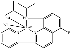 二氯[8-(二异丙基膦基)-5-氟-2-(2-吡啶基)喹啉]铁(II) 结构式
