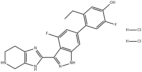 Phenol, 5-ethyl-2-fluoro-4-[4-fluoro-3-(4,5,6,7-tetrahydro-3H-imidazo[4,5-c]pyridin-2-yl)-1H-indazol-6-yl]-, hydrochloride (1:2)|二盐酸盐