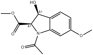 Methyl (2R,3S)-1-acetyl-2,3-dihydro-3-hydroxy-6-methoxy-1H-indole-2-carboxylate 化学構造式