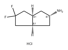 2-Pentalenamine, 5,5-difluorooctahydro-, hydrochloride (1:1), (3aR,6aS)- Struktur