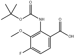 2-((叔丁氧基羰基)氨基)-4-氟-3-甲氧基苯甲酸 结构式