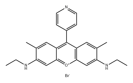 Xanthylium, 3,6-bis(ethylamino)-2,7-dimethyl-9-(4-pyridinyl)-, bromide (1:1) (ACI) Structure