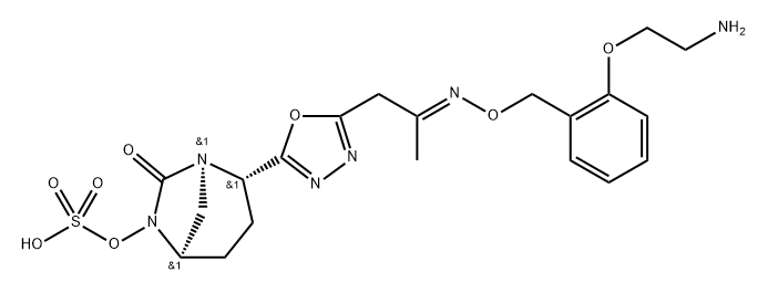 (2S,5R)-2-(5-((E)-2-(((2-(2-AMINOETHOXY)BENZYL)OXY)IMINO)PROPYL)-1,3,4-OXADIAZOL-2-YL)-7-OXO-1,6-DIA,2249841-10-7,结构式