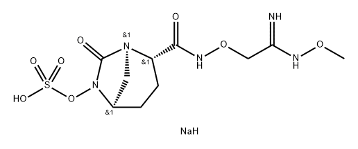 Sulfuric acid, mono[(1R,2S,5R)-2-[[[(2Z)-2- amino-2-(methoxyimino)ethoxy]amino] carbonyl]-7-oxo-1,6-diazabicyclo[3.2.1]oct-6- yl] ester, sodium salt (1:1) Struktur