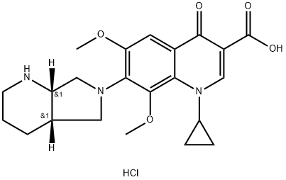 1-cyclopropyl-6,8-dimethoxy-7-((4aS,7aS)-octahydro-6H-pyrrolo [3,4-b]pyridin-6-yl)-4-oxo-1,4-dihydroquinoline-3-carboxylic 化学構造式