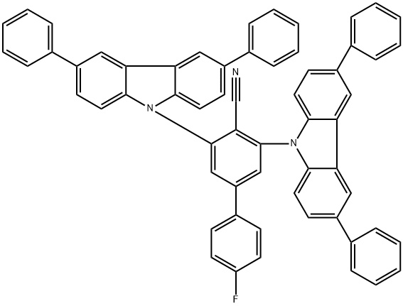 3,5-Bis(3,6-diphenyl-9H-carbazol-9-yl)-4'-fluoro-[1,1'-biphenyl]-4-carbonitrile Struktur