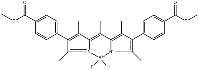 dimethyl 4,4'-(5,5-difluoro-1,3,7,9,10-pentamethyl-3H,5H-5l4-dipyrrolo[1,2-c:2',1'-f][1,3,2]diazaborinine-2,8-diyl)dibenzoate Structure