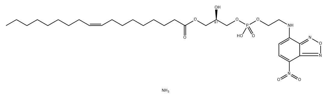 9-Octadecenoic acid (9Z)-, (2R)-2-hydroxy-3-[[hydroxy[2-[(7-nitro-2,1,3-benzoxadiazol-4-yl)amino]ethoxy]phosphinyl]oxy]propyl ester, ammonium salt (1:1) Structure