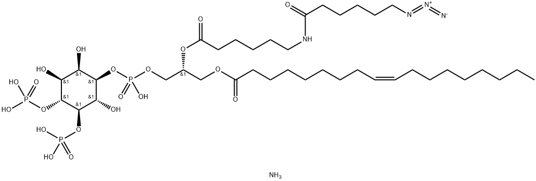 D-myo-Inositol, 1-[(2R)-2-[[6-[(6-azido-1-oxohexyl)amino]-1-oxohexyl]oxy]-3-[[(9Z)-1-oxo-9-octadecen-1-yl]oxy]propyl hydrogen phosphate] 4,5-bis(dihydrogen phosphate), ammonium salt (1:3) Structure