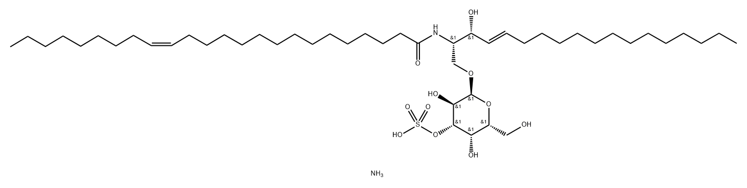 15-Tetracosenamide, N-[(1S,2R,3E)-2-hydroxy-1-[[(3-O-sulfo-α-D-galactopyranosyl)oxy]methyl]-3-heptadecen-1-yl]-, ammonium salt (1:1), (15Z)- Struktur