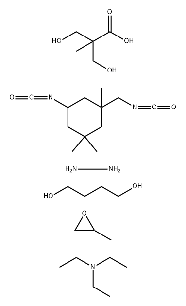 3-Hydroxy-2-(hydroxymethyl)-2-methyl-propanoic acid polymer with 1,4-butanediol, hydrazine, 5-isocyanato-1-(isocyanatomethyl)-1,3,3-trimethylcyclohexane and  methyloxirane compd. with N,N-diethylethanamine Structure