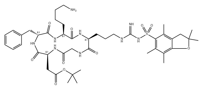 Cyclo[L-α-aspartyl-D-phenylalanyl-L-lysyl-N5-[[[(2,3-dihydro-2,2,4,6,7-pentamethyl-5-benzofuranyl)sulfonyl]amino]iminomethyl]-L-ornithylglycyl], 1,1-dimethylethyl ester|RGD侧链环肽