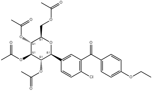 Methanone, [2-chloro-5-(2,3,4,6-tetra-O-acetyl-β-D-glucopyranosyl)phenyl](4-ethoxyphenyl)- Struktur