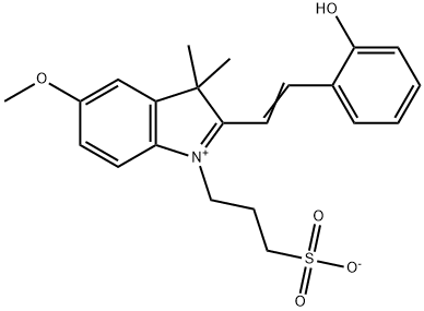 3H-Indolium, 2-[2-(2-hydroxyphenyl)ethenyl]-5-methoxy-3,3-dimethyl-1-(3-sulfopropyl)-, inner salt Struktur