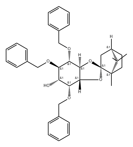 D-myo-Inositol, 2,4,5-tris-O-(phenylmethyl)-1,6-O-(1R,2S,4R)-1,7,7-trimethylbicyclo2.2.1hept-2-ylidene- 结构式