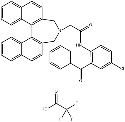 (S)-N-(2-苯甲酰-4-氯苯基)-2-(3,5-二氢-4H-二萘并[2,1-C:1',2'-E] 氮杂卓-4-基) 乙酰胺2,2,2-三氟醋酸盐 结构式