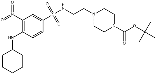 tert-butyl 4-{2-[4-(cyclohexylamino)-3-nitrobenzenesulfonamido]ethyl}piperazine-1-carboxylate Struktur