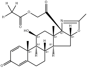 5'H-Pregna-1,4-dieno[17,16-d]oxazole-3,20-dione, 21-(acetyl-2,2,2-d3-oxy)-11-hydroxy-2'-methyl-, (11β,16β)- 结构式