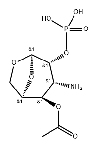 .beta.-D-Gulopyranose, 3-amino-1,6-anhydro-3-deoxy-, 4-acetate 2-(dihydrogen phosphate) Structure