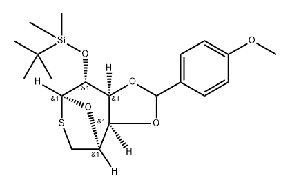 .beta.-D-Galactopyranose, 1,6-dideoxy-2-O-(1,1-dimethylethyl)dimethylsilyl-1,6-epithio-3,4-O-(4-methoxyphenyl)methylene- Structure