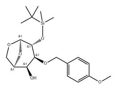 .beta.-D-Galactopyranose, 1,6-anhydro-2-O-(1,1-dimethylethyl)dimethylsilyl-3-O-(4-methoxyphenyl)methyl- Struktur