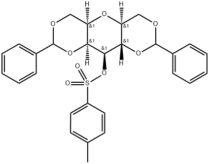 L-glycero-L-galacto-Heptitol, 2,6-anhydro-1,3:5,7-bis-O-(phenylmethylene)-, 4-methylbenzenesulfonate Struktur