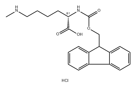 L-Lysine, N2-[(9H-fluoren-9-ylmethoxy)carbonyl]-N6-methyl-, hydrochloride (1:1) Structure