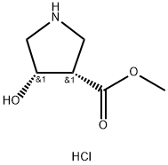 3-Pyrrolidinecarboxylic acid, 4-hydroxy-, methyl ester, hydrochloride (1:1), (3S… Structure