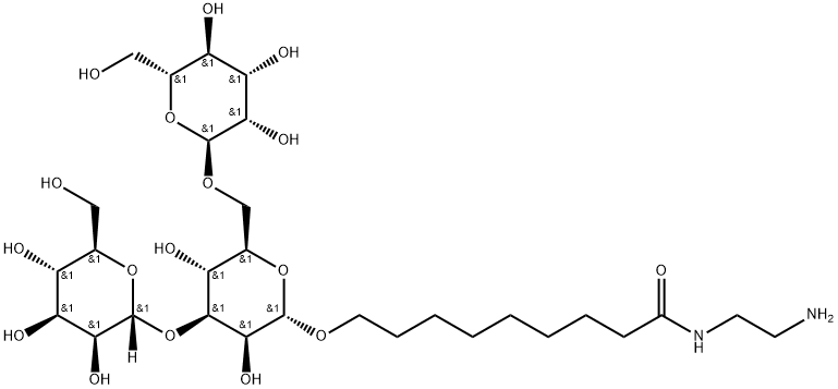 Nonanamide, 9-(O-.alpha.-D-mannopyranosyl-(13)-O-.alpha.-D-mannopyranosyl-(16)-.alpha.-D-mannopyranosyl)oxy-N-(2-aminoethyl)-,228850-30-4,结构式