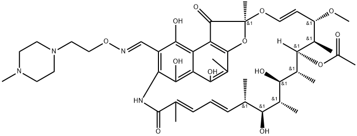 3-[[[2-(4-Methyl-1-piperazinyl)ethoxy]imino]methyl]rifamycin 结构式