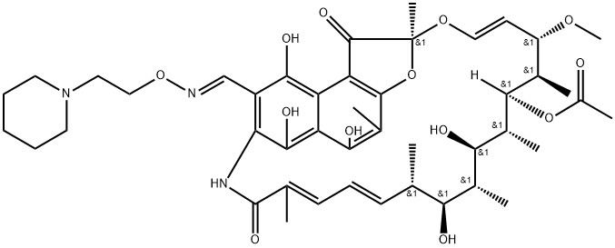 3-[[[2-(1-Piperidinyl)ethoxy]imino]methyl]rifamycin 结构式