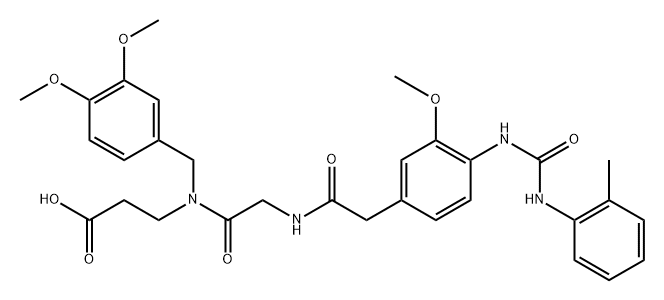 β-Alanine, N-[2-[3-methoxy-4-[[[(2-methylphenyl)amino]carbonyl]amino]phenyl]acetyl]glycyl-N-[(3,4-dimethoxyphenyl)methyl]- Structure