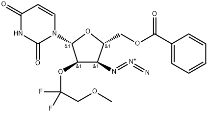Uridine, 3'-?azido-?3'-?deoxy-?2'-?O-?(1,?1-?difluoro-?2-?methoxyethyl)?-?, 5'-?benzoate 化学構造式