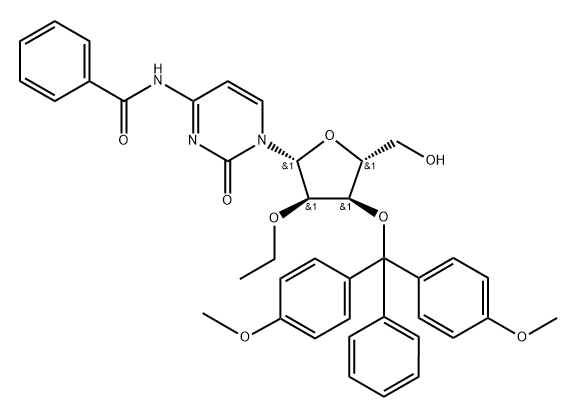 Cytidine, N-?benzoyl-?3'-?O-?[bis(4-?methoxyphenyl)?phenylmethyl]?-?2'-?O-?ethyl- 化学構造式