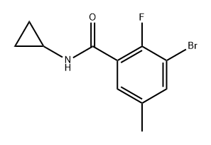 3-bromo-N-cyclopropyl-2-fluoro-5-methylbenzamide,2299697-32-6,结构式