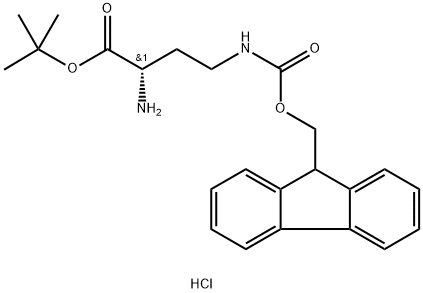 Butanoic acid, 2-amino-4-[[(9H-fluoren-9-ylmethoxy)carbonyl]amino]-, 1,1-dimethylethyl ester, hydrochloride (1:1), (2S)- Struktur