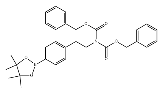 Imidodicarbonic acid, 2-[2-[4-(4,4,5,5-tetramethyl-1,3,2-dioxaborolan-2-yl)phenyl]ethyl]-, 1,3-bis(phenylmethyl) ester Structure