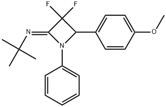 [N(Z)]-N-[3,3-Difluoro-4-(4-methoxyphenyl)-1-phenyl-2-azetidinylidene]-2-methyl-2-propanamine Struktur