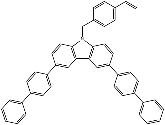 3,6-Bis([1,1′-biphenyl]-4-yl)-9-[(4-ethenylphenyl)methyl]-9H-carbazole Struktur